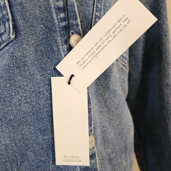 🔥Le Jean Eliza Denim Asymmetrical Hem Shirtdress - Picture 15 of 16